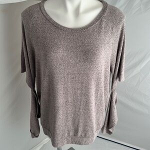 Six Fifty pink heather super soft cutout long sleeve crew neck top